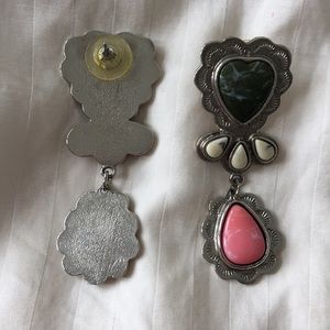 Silver tone dangle pierced earrings